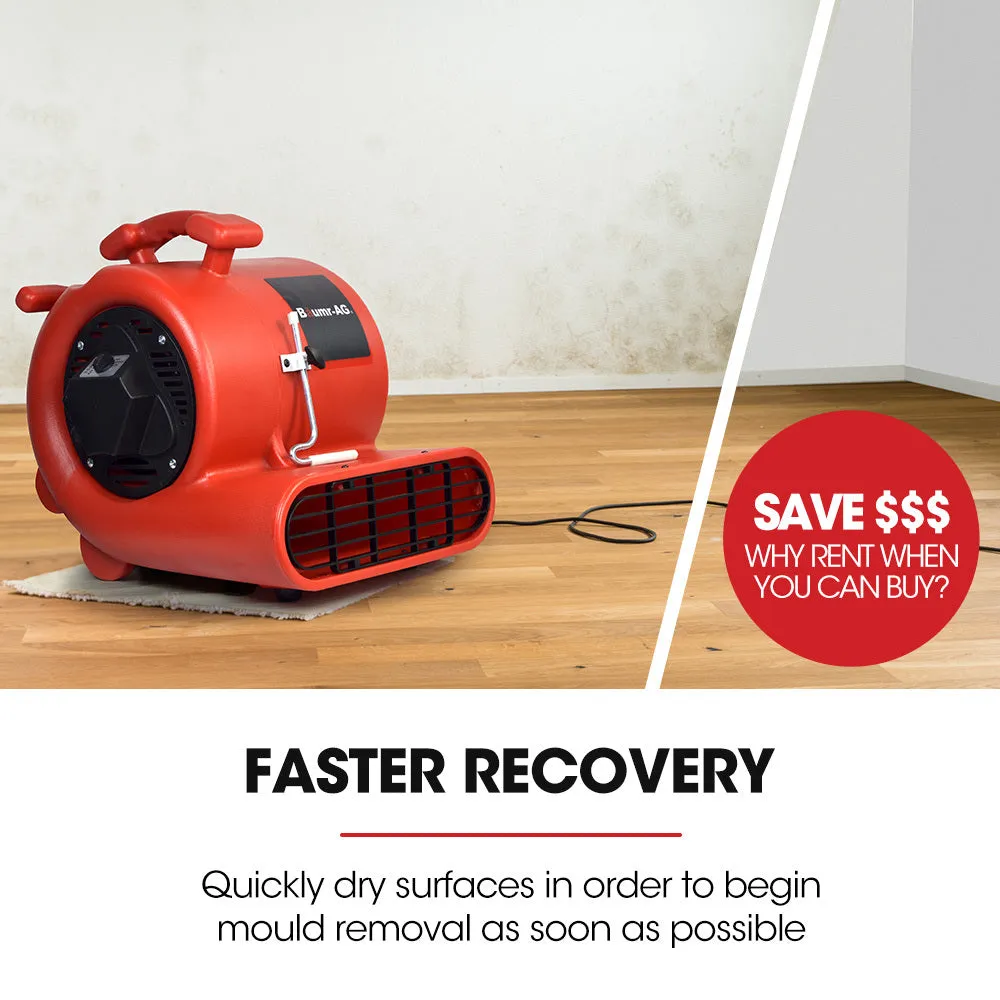 3-Speed Carpet Dryer Air Mover Blower Fan | 1300CFM, Sealed Copper Motor, Poly Housing