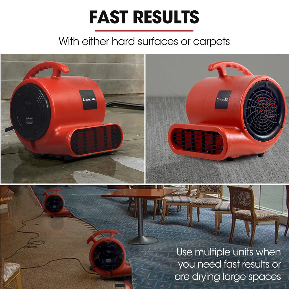 3-Speed Carpet Dryer Air Mover Blower Fan | 700CFM, Sealed Copper Motor, Poly Housing