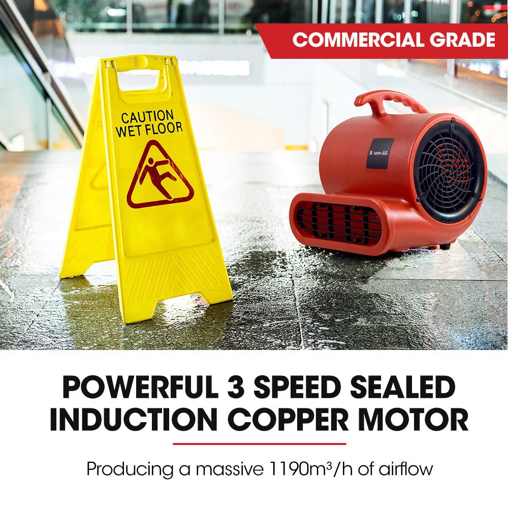 3-Speed Carpet Dryer Air Mover Blower Fan | 700CFM, Sealed Copper Motor, Poly Housing