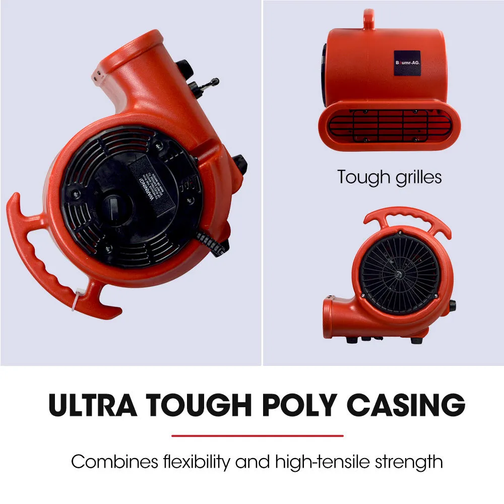 3-Speed Carpet Dryer Air Mover Blower Fan | 800CFM, Sealed Copper Motor, Poly Housing