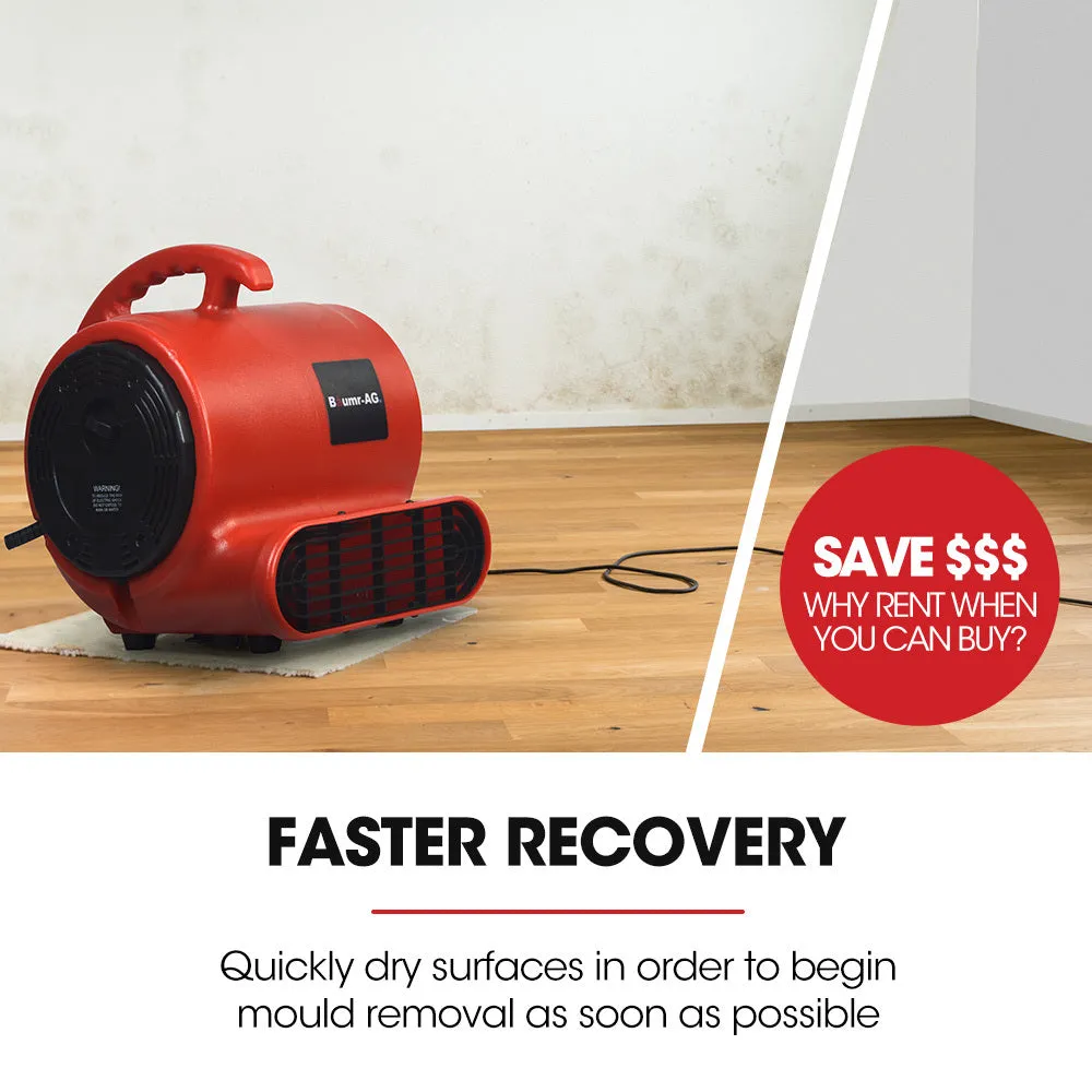 3-Speed Carpet Dryer Air Mover Blower Fan | 800CFM, Sealed Copper Motor, Poly Housing