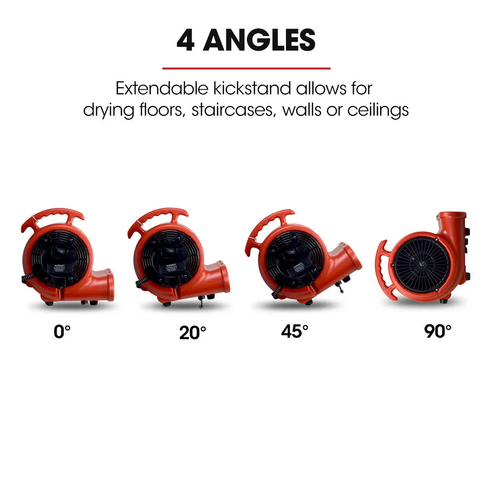 3-Speed Carpet Dryer Air Mover Blower Fan | 800CFM, Sealed Copper Motor, Poly Housing