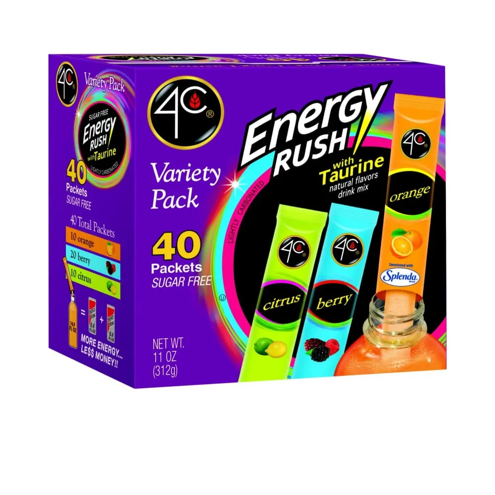 4C Energy Rush Flavored Powders Variety Pack, 40 ct.