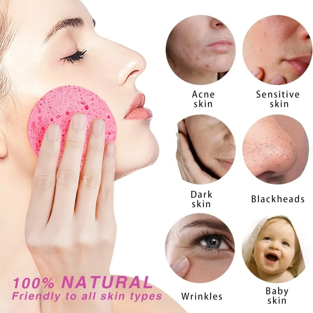50-1000PCS Compress Face Wash Puff Natural Wood Pulp Sponge