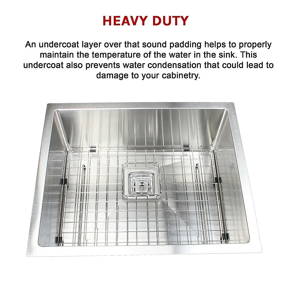 550x455mm Handmade 1.5mm Stainless Steel Undermount / Topmount Kitchen Sink | Square Waste