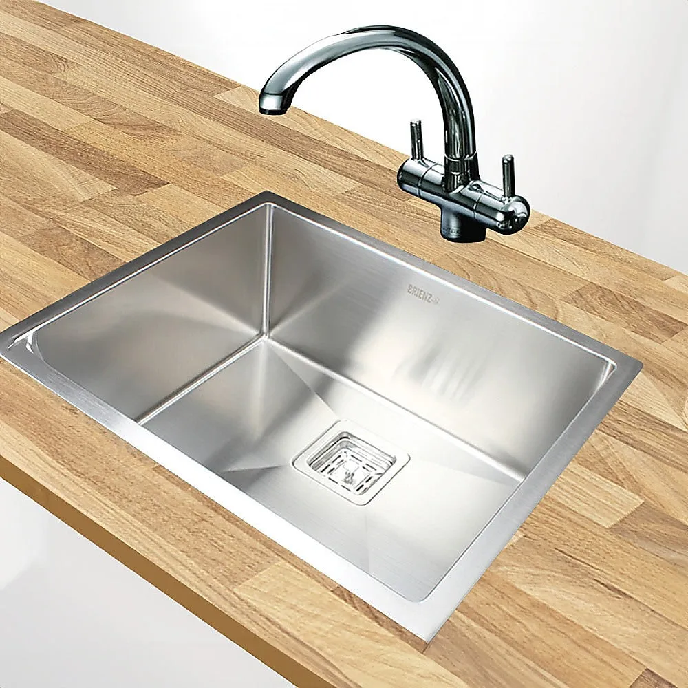 550x455mm Handmade 1.5mm Stainless Steel Undermount / Topmount Kitchen Sink | Square Waste