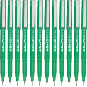 Artline 220 Fineline Pen 0.2mm Extra Fine Green Box 12