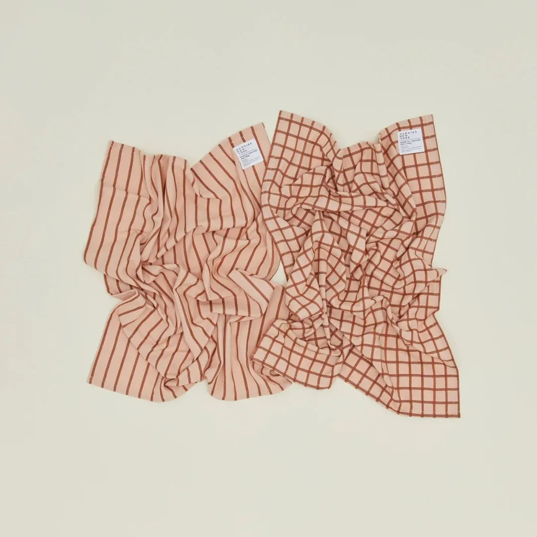 Essential Yarn Dyed Dish Towel | Set of 2 (Blush   Terracotta)