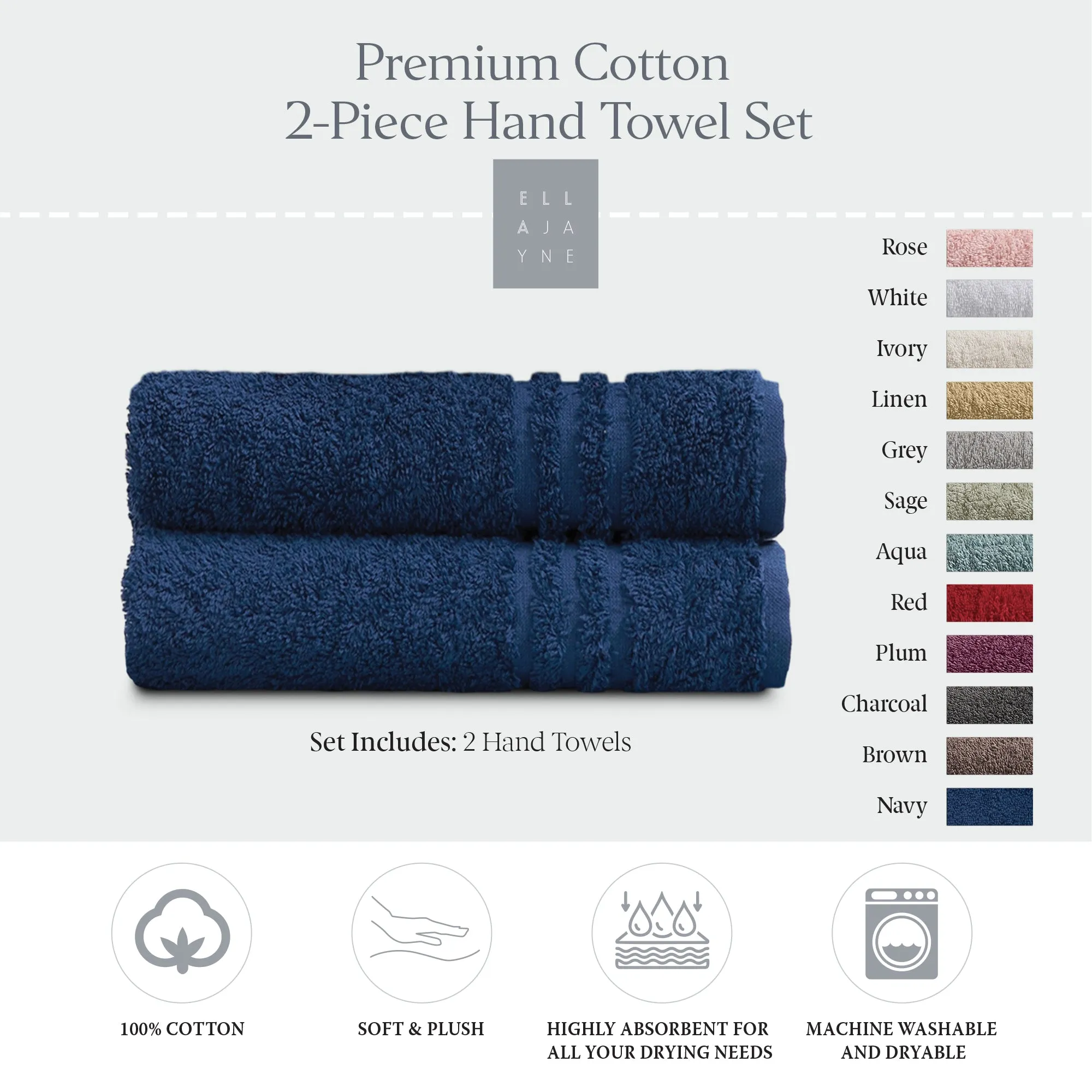 Luxury Cotton 2-Piece Hand Towel Set