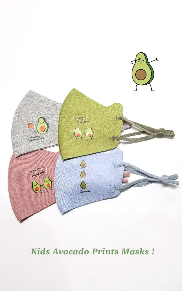 MSK08 Kids Avocado Print Adjustable Cotton Blend Mask (12pcs/1pk)