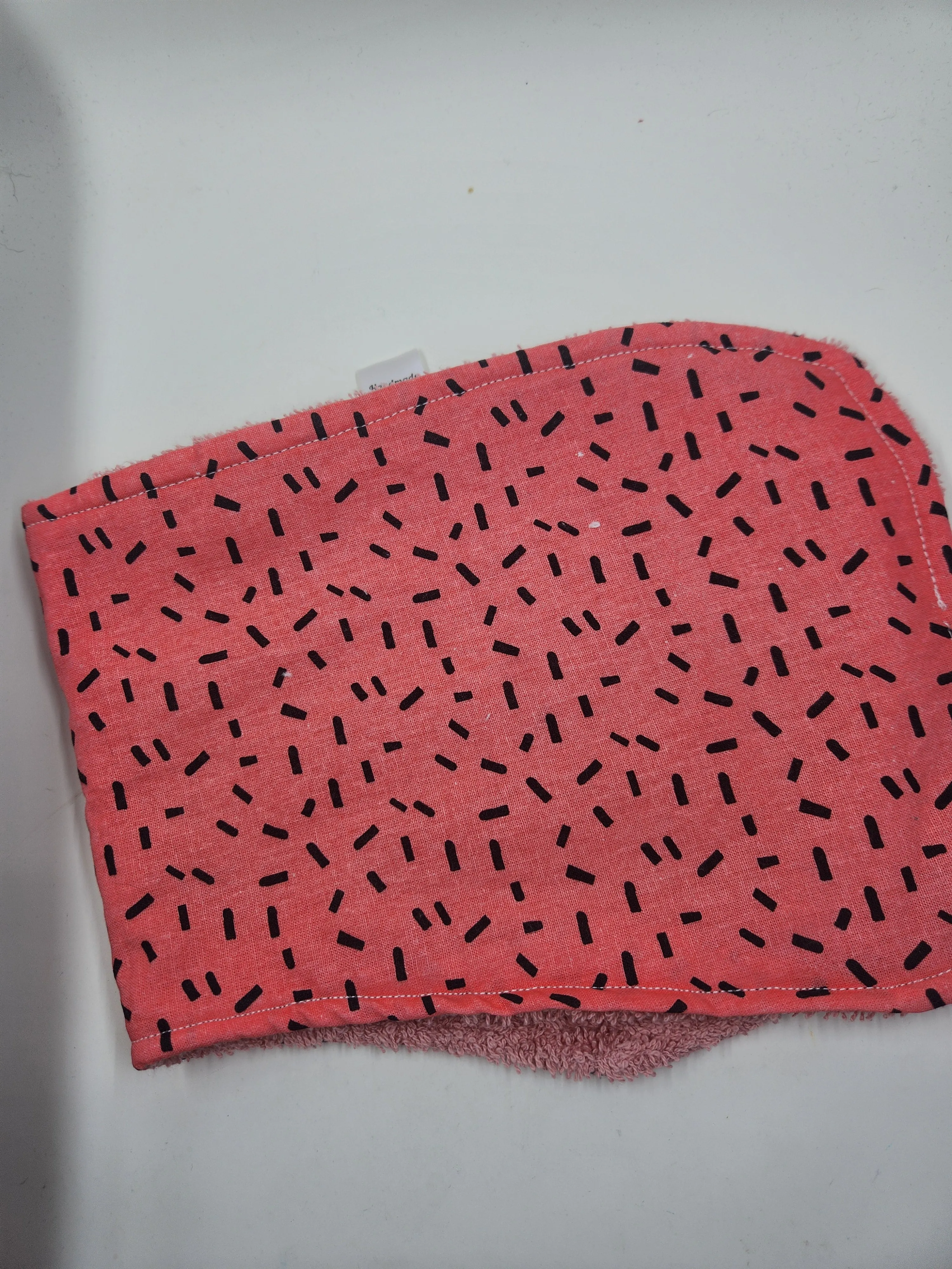 Pink   Black Sprinkles Burp Cloth
