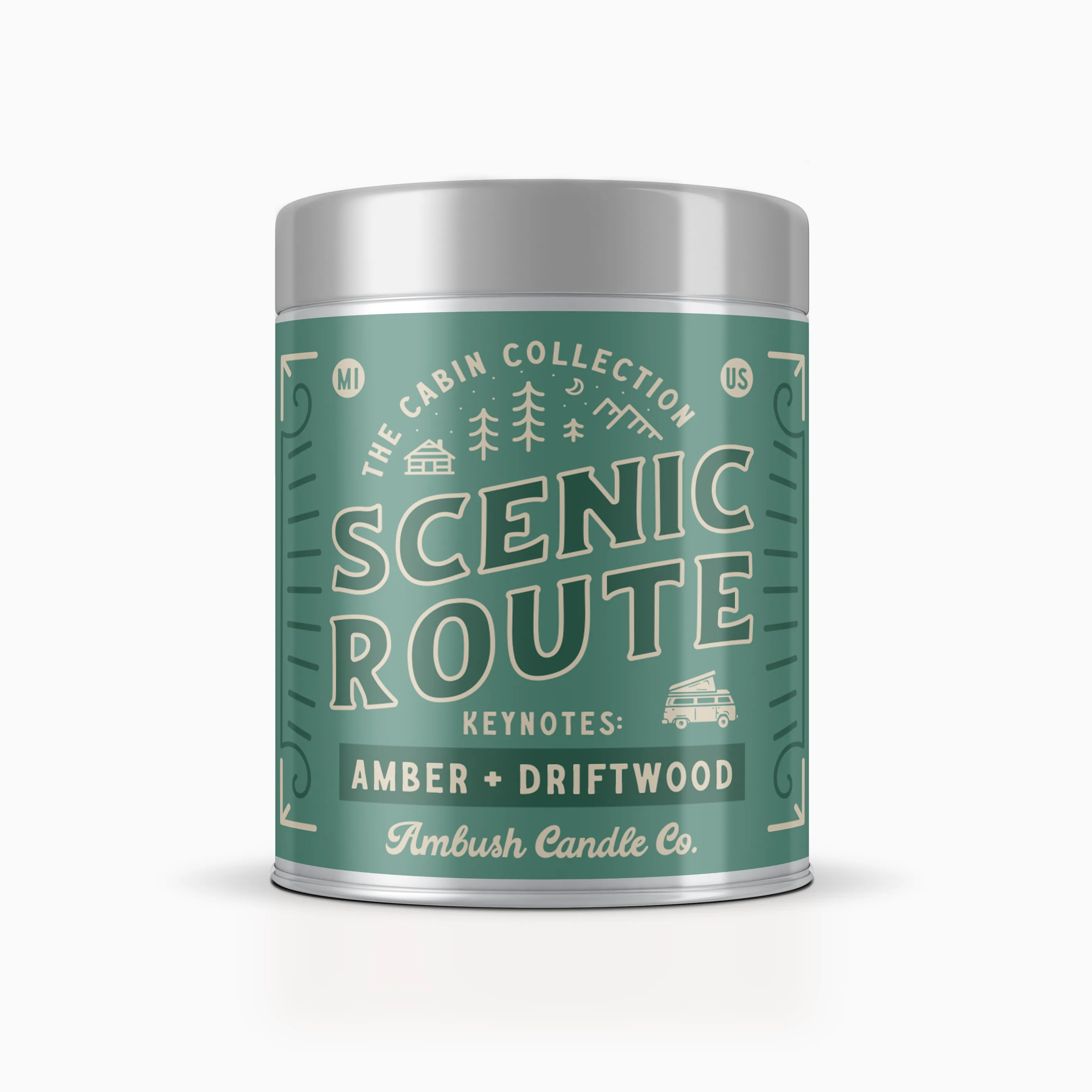 Scenic Route | Amber   Driftwood 14oz Soy Candle