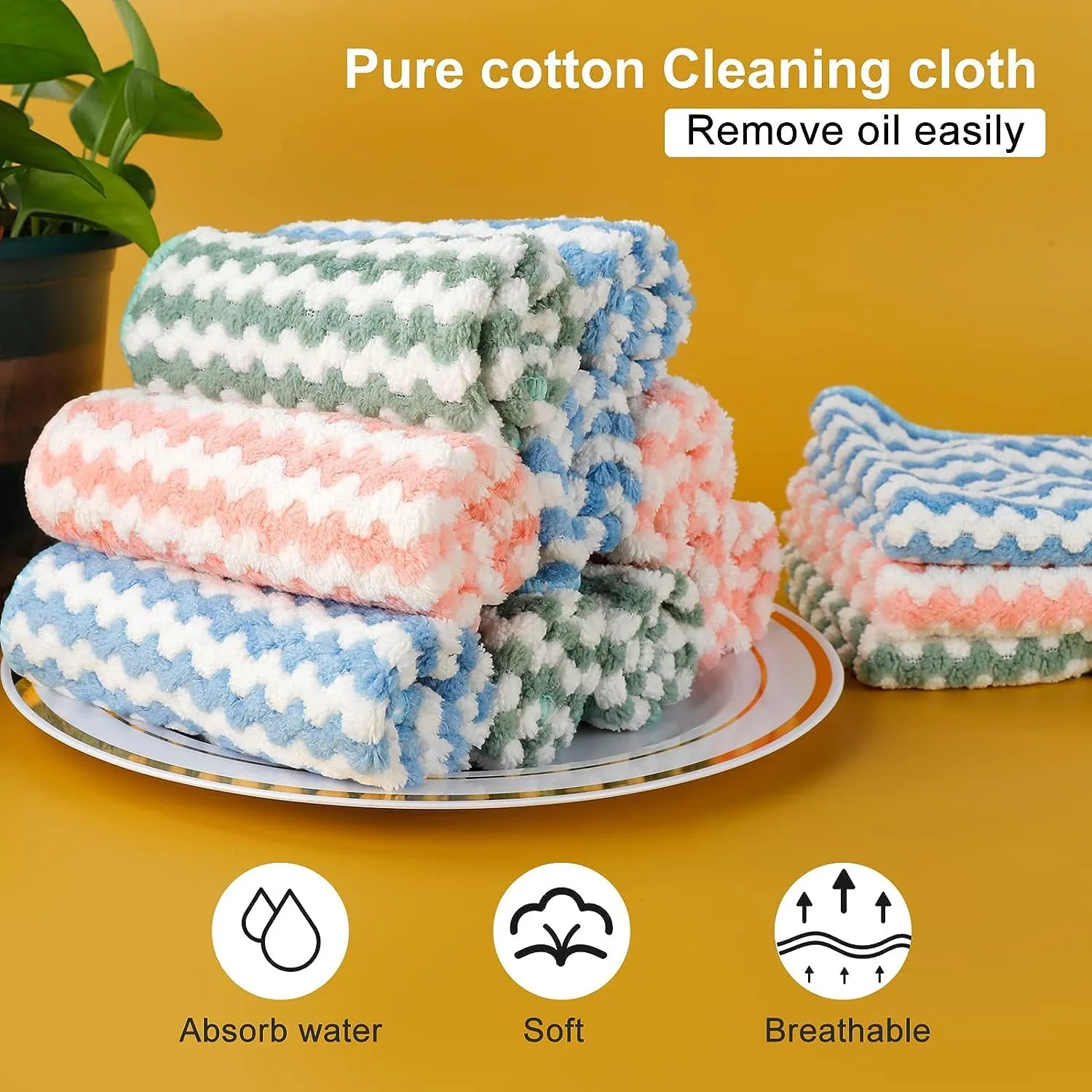 Thea Cotton Microfibre Cleaning Rag Super Absorbent Microfibre Cleaning Cloth Multipurpose Cleaning Towels Coral Fleece Scouring Cloth For Kitchen Cleaning Use (12)