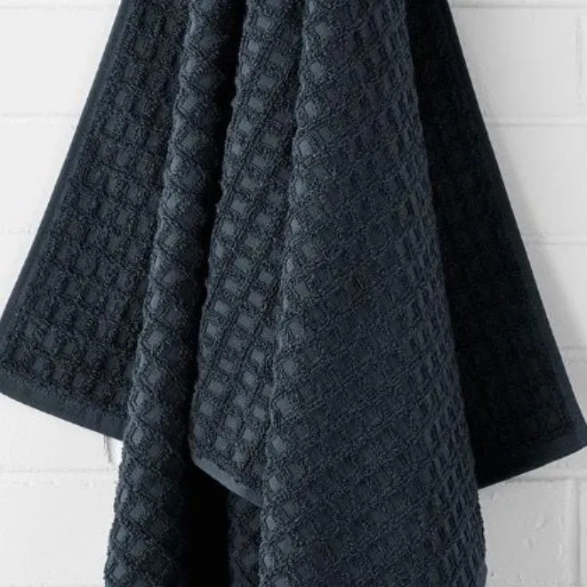 Waffle 580GSM Cotton Bath Towel Range Slate